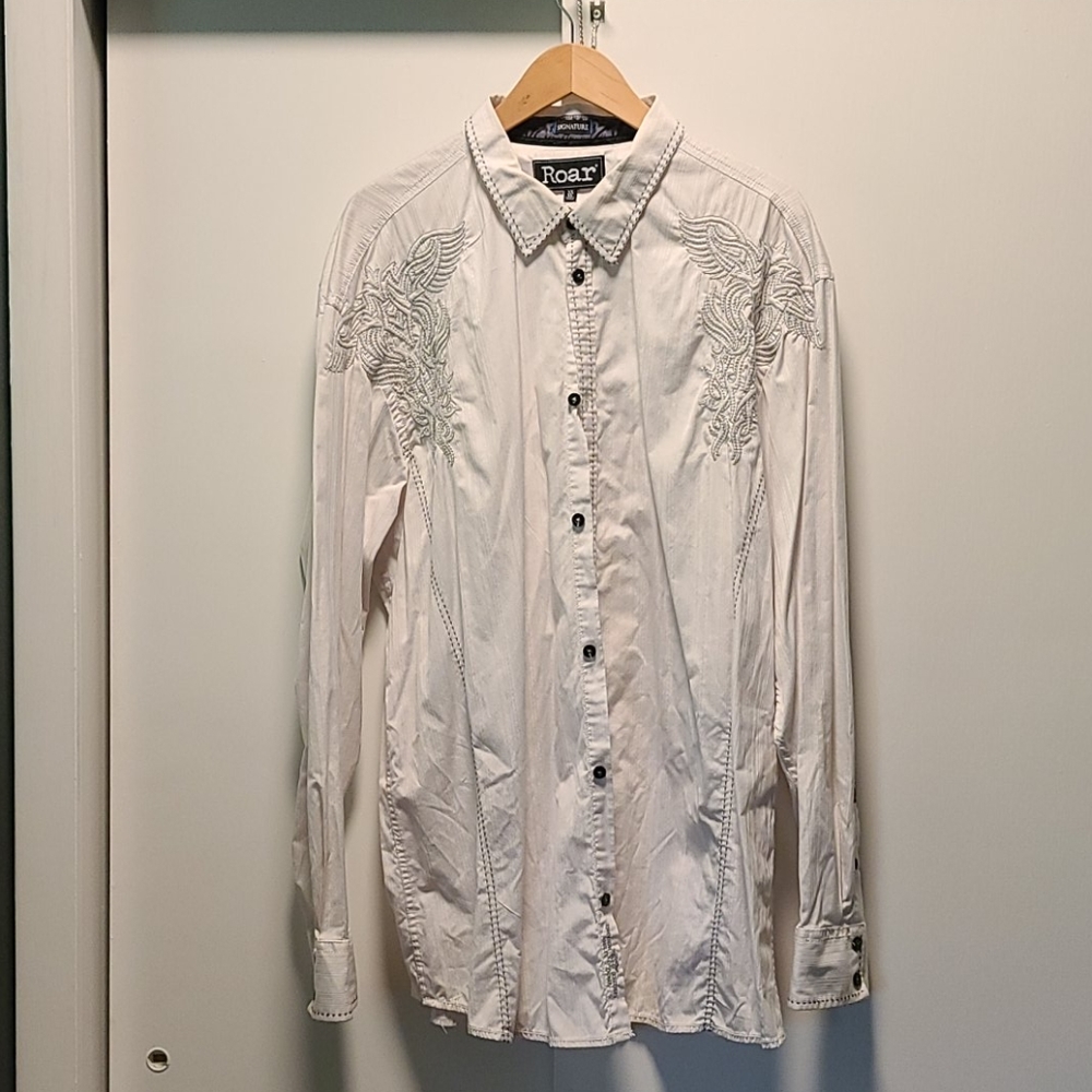 Long sleeve white button down shirt